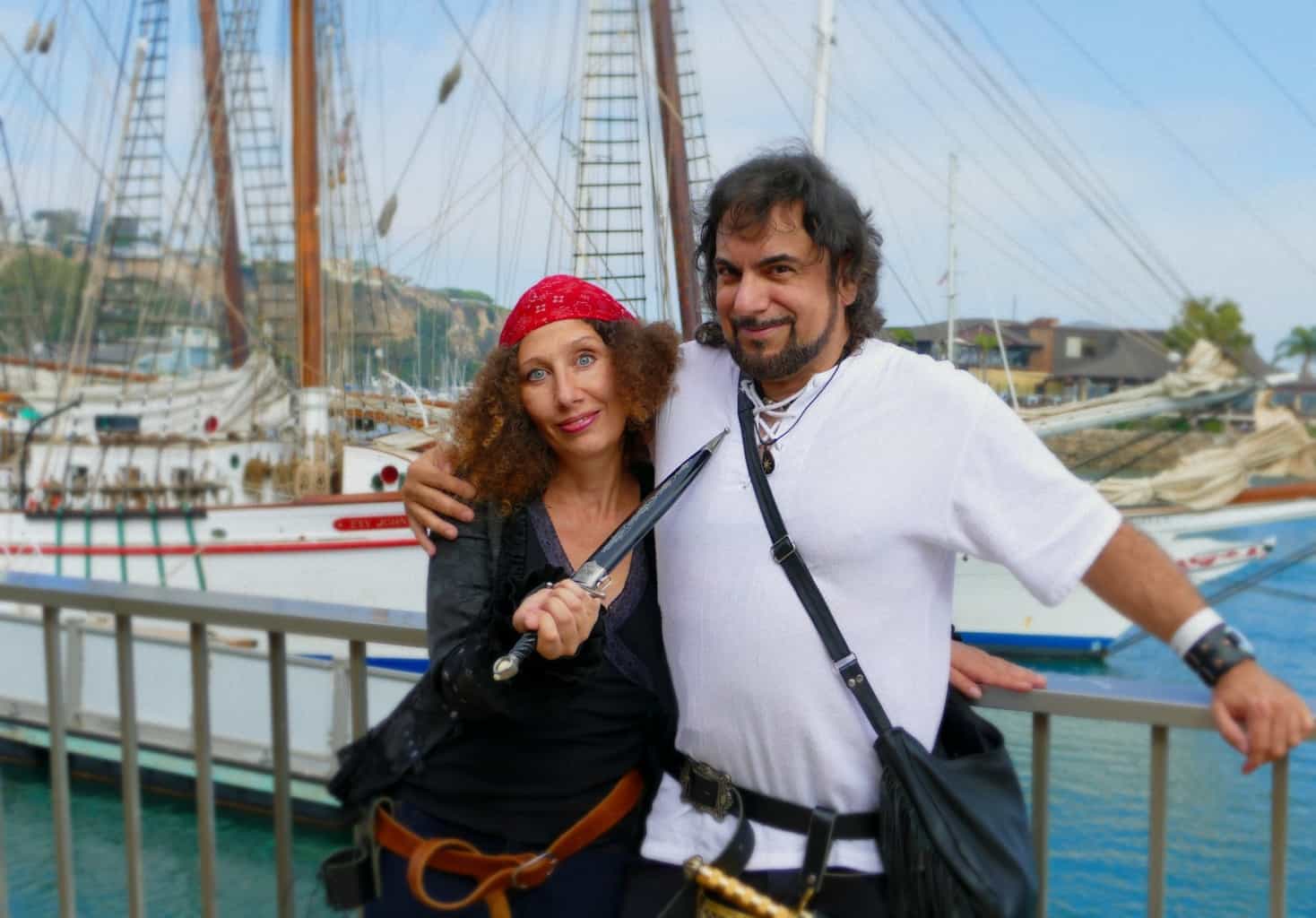 Jim Tanya with pirate ship