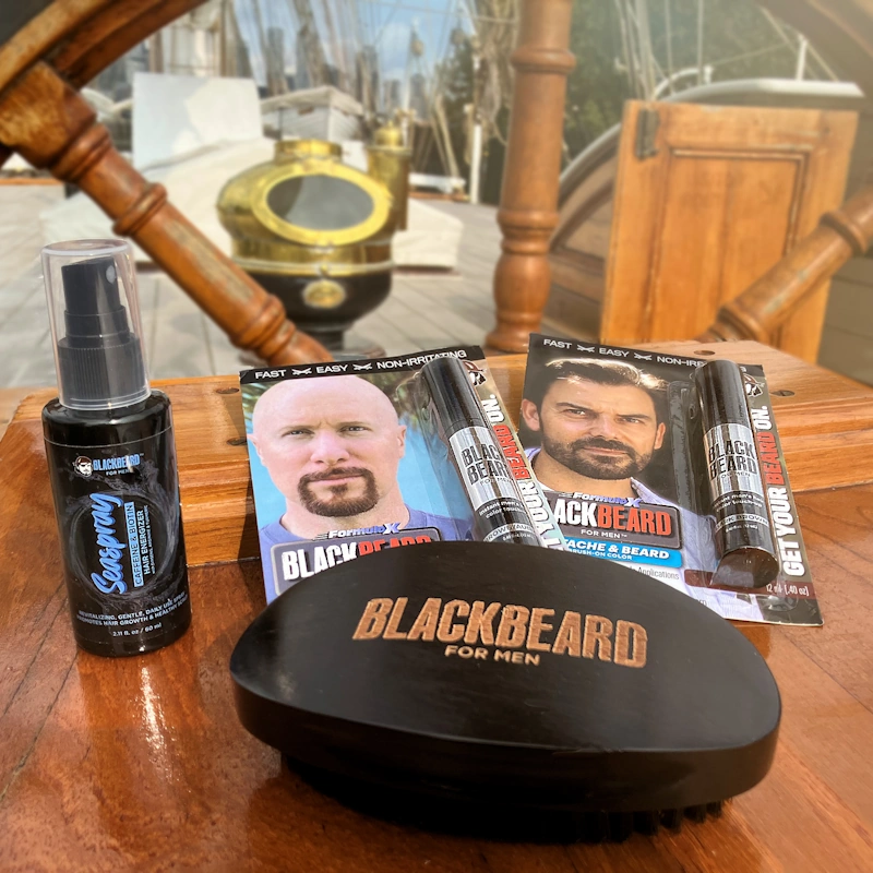 Blackbeard for Men Big Bad Beard Brush, Seasoap and brush-on beard color