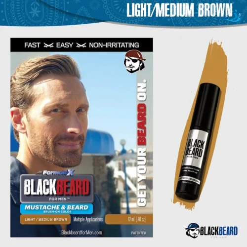 Blackbeard For Men Light Medium Brown brush-on beard color