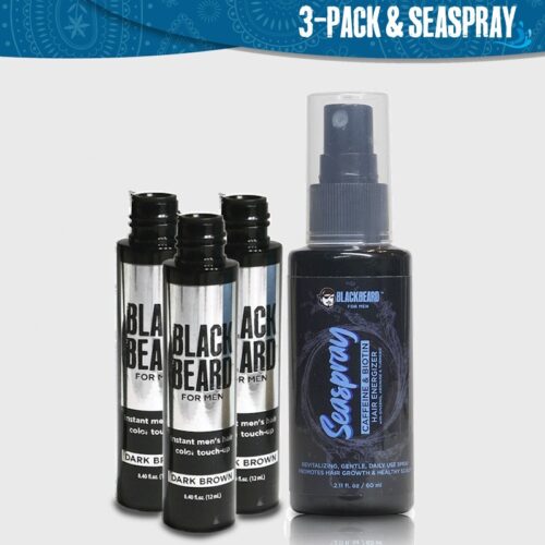 3-pack Blackbeard for men brush-on beard color and seaspray